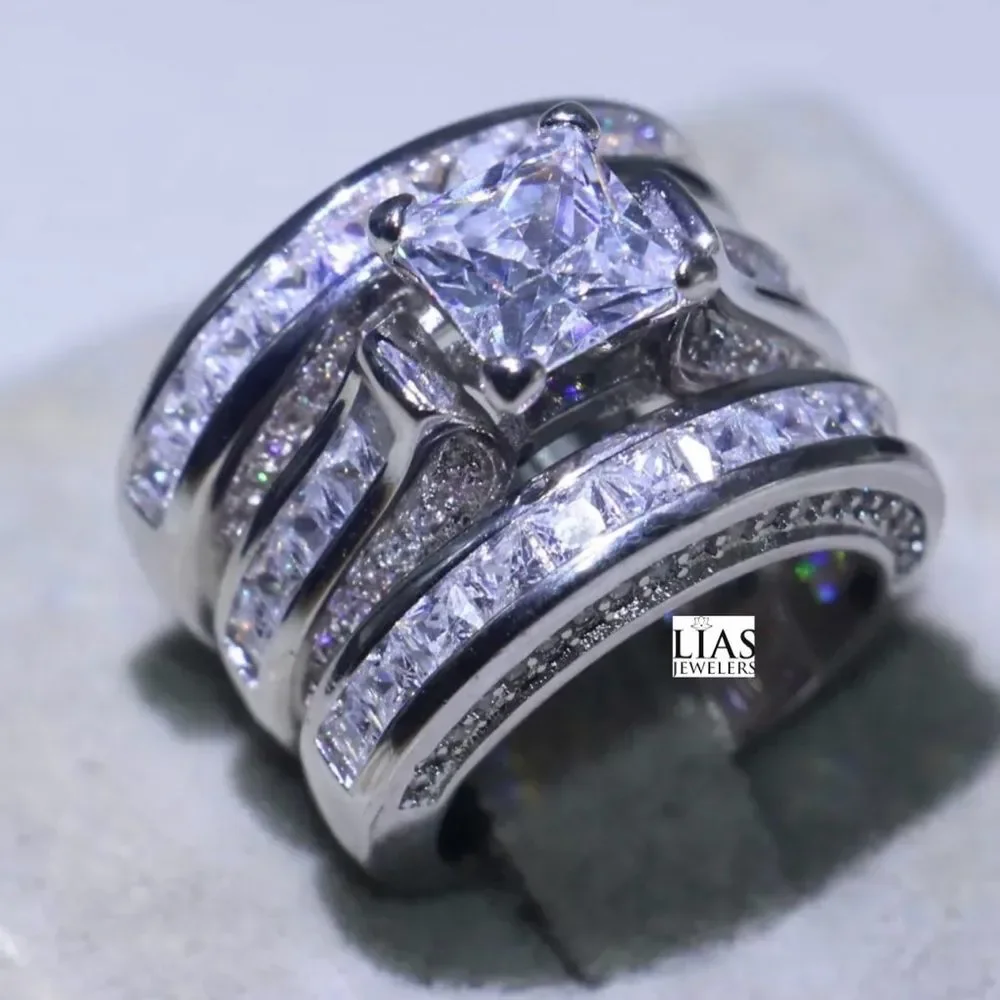 New 14k white gold wedding ring set
